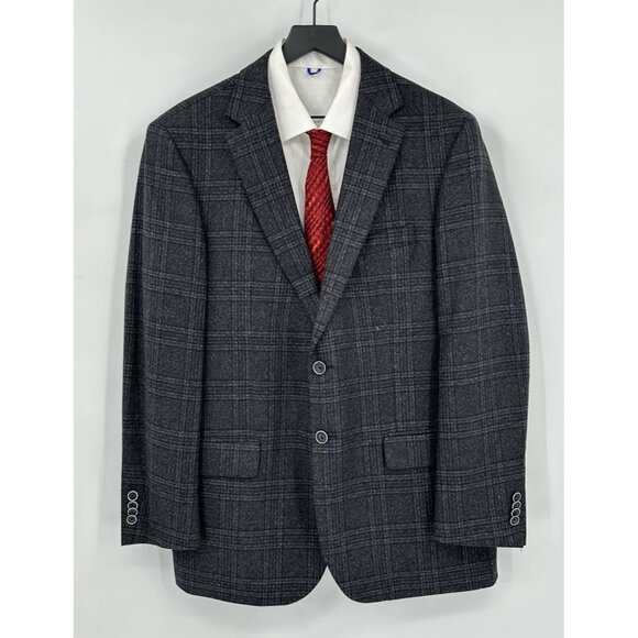JOSEPH ABBOUD signature jacket blazer sport coat plaid wool blend gray 44R - Picture 2 of 10
